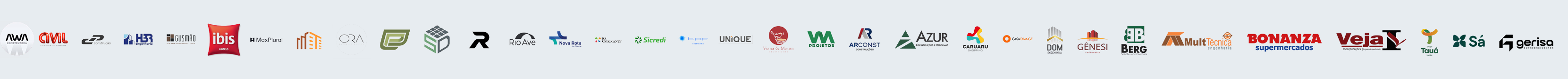 Parceiros: AWA, CIVIL, HBR, GUSMÃO, ibis, MaxPlural, ORA, Viana e Moura, ARCONST, AZUR, BERG, CARUARU, CASA ORANGE, DOM, GÊNESI, MULT TÉCNICA, BONANZA, Veja, Tauá, SÁ, Gerisa e outros